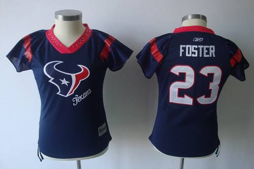 Texans #23 Arian Foster Blue 2011 Women's Field Flirt Stitched NFL Jersey - Click Image to Close